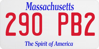 MA license plate 290PB2