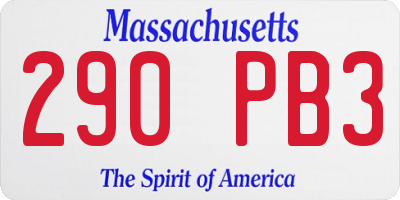 MA license plate 290PB3