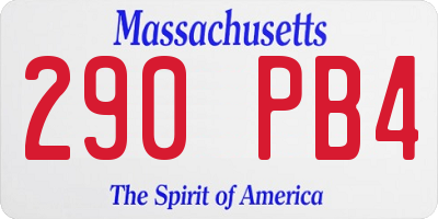 MA license plate 290PB4