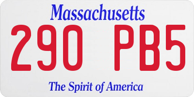 MA license plate 290PB5