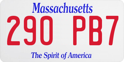 MA license plate 290PB7