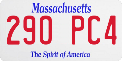 MA license plate 290PC4