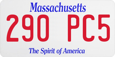 MA license plate 290PC5