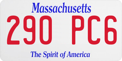 MA license plate 290PC6