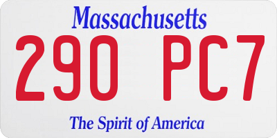 MA license plate 290PC7