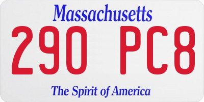 MA license plate 290PC8