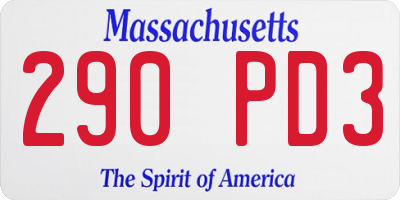 MA license plate 290PD3