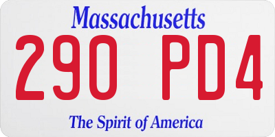 MA license plate 290PD4