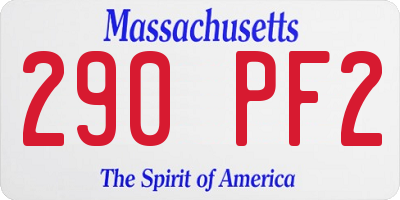 MA license plate 290PF2