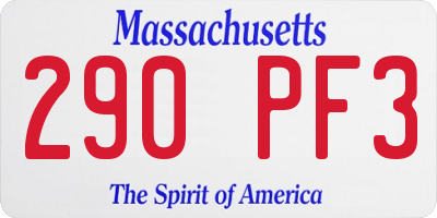 MA license plate 290PF3