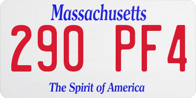 MA license plate 290PF4