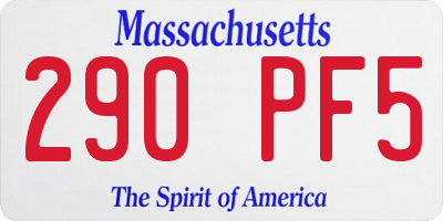 MA license plate 290PF5