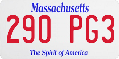 MA license plate 290PG3