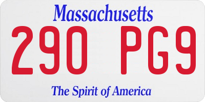 MA license plate 290PG9
