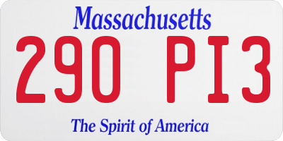 MA license plate 290PI3