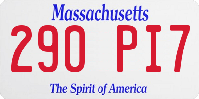 MA license plate 290PI7
