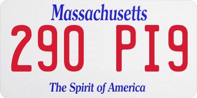 MA license plate 290PI9
