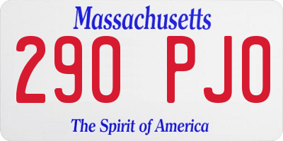 MA license plate 290PJ0