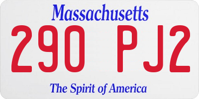 MA license plate 290PJ2