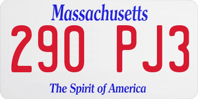 MA license plate 290PJ3