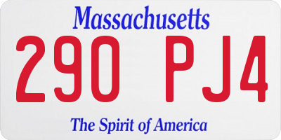MA license plate 290PJ4
