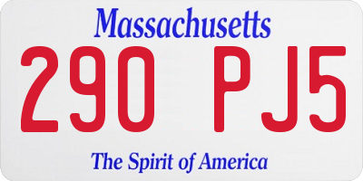 MA license plate 290PJ5