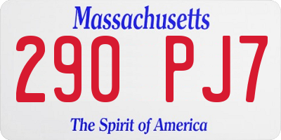 MA license plate 290PJ7