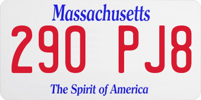 MA license plate 290PJ8