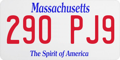 MA license plate 290PJ9