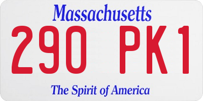 MA license plate 290PK1