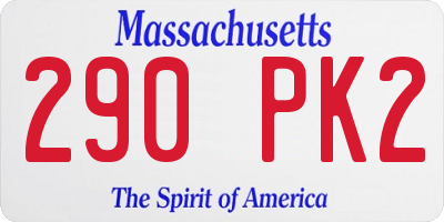 MA license plate 290PK2