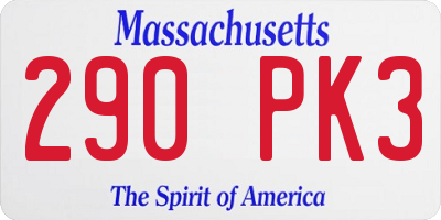 MA license plate 290PK3