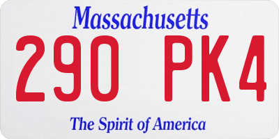 MA license plate 290PK4