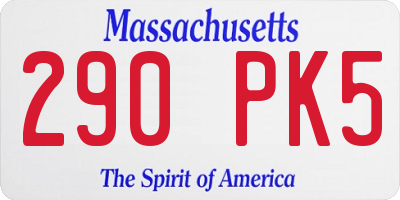 MA license plate 290PK5