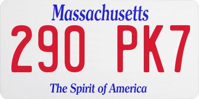 MA license plate 290PK7