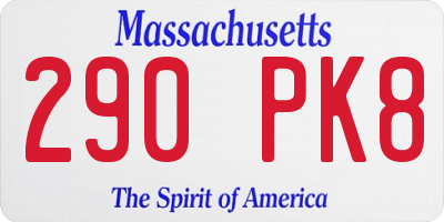 MA license plate 290PK8