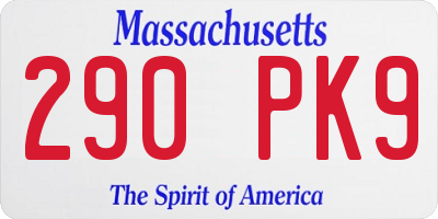 MA license plate 290PK9