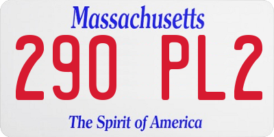 MA license plate 290PL2