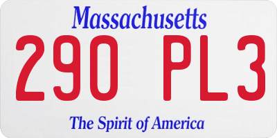 MA license plate 290PL3