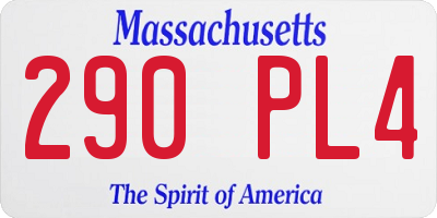 MA license plate 290PL4