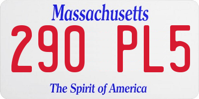 MA license plate 290PL5