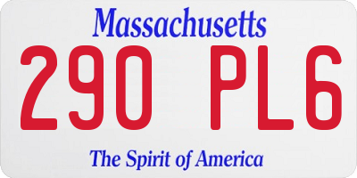 MA license plate 290PL6