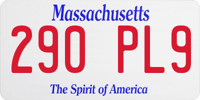 MA license plate 290PL9