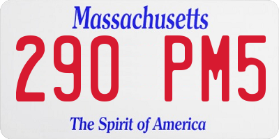 MA license plate 290PM5