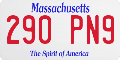 MA license plate 290PN9