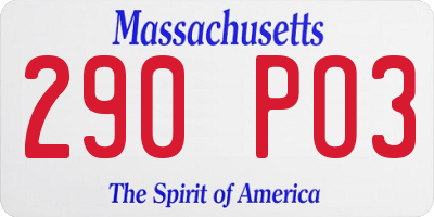 MA license plate 290PO3
