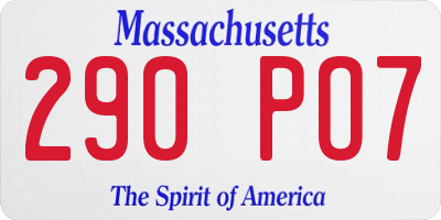 MA license plate 290PO7