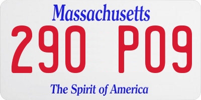 MA license plate 290PO9