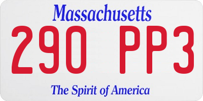 MA license plate 290PP3