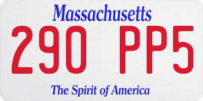 MA license plate 290PP5